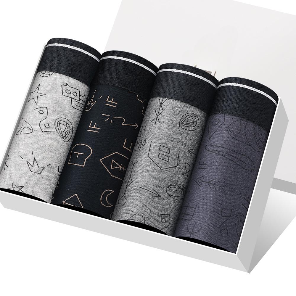 4pcs Large Men's Underwear Flat Corner Underwear High Elasticity and Comfortable Underwear Boxer Brief