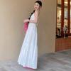 French Coffee Break Holiday Style Halter Suspender Dress Women's Summer New White Temperament Niche Long Dress