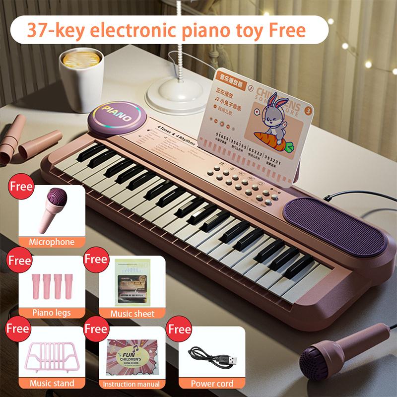 Year Pink Piano Toy For Girls 37 Key Portable Electronic Keyboard With Microphone Birthday