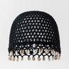 Cotton Crochet Shell Beanie Hat Breathable Hollow Out Knit Cap Summer Headwear  Daily Wear