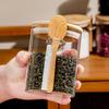 2Pcs Glass Jars Food Storage Container Spice Jars with Bamboo Lid Tea Coffee Sugar Storage Jars Small Canister for Kitchen 550ML