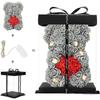Valentine's Day, rose bear handmade rose teddy bear rose teddy bear - Gift for Valentine's Day, Mother's Day, transparent gift box (gray)