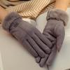Winter Thickened Plush Gloves Womens Leather Glove All Finger Warmth Cold Proof Single Color Elegant Mittens Stylish Accessories