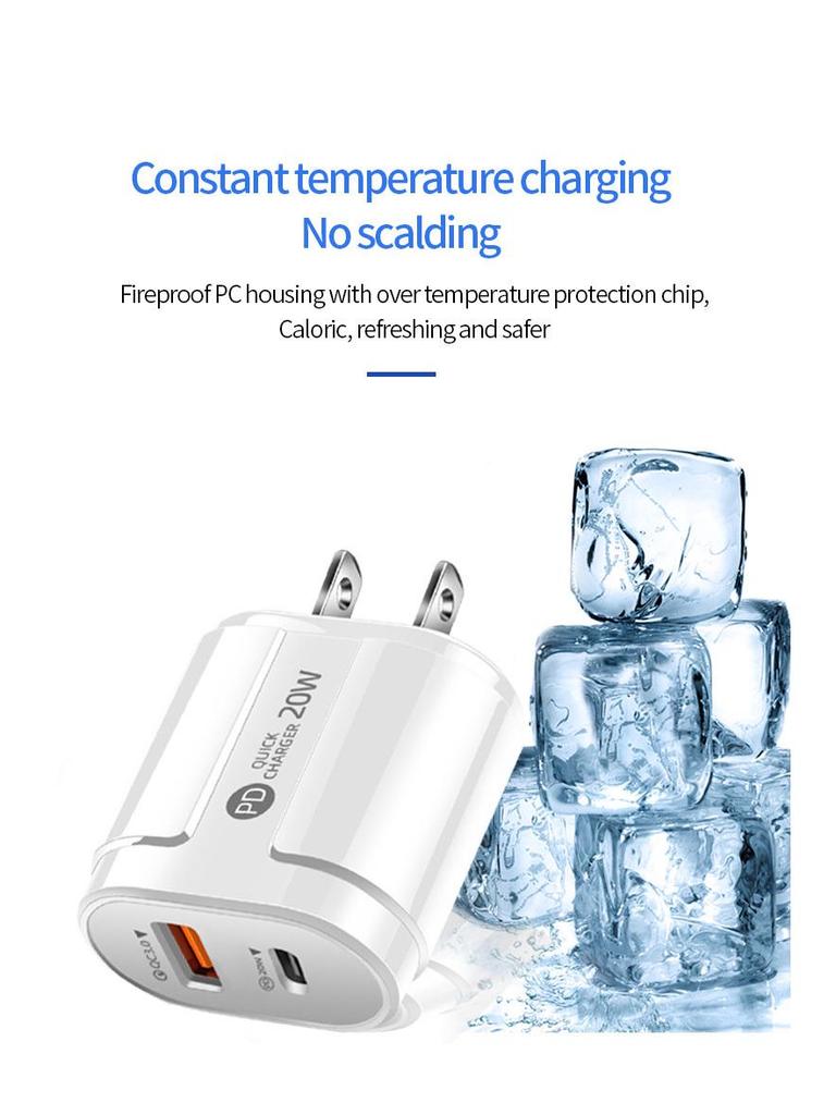 Cross-border Dual-Port PD20W Fast Charger for Huawei Super Fast Charge & Apple Devices.