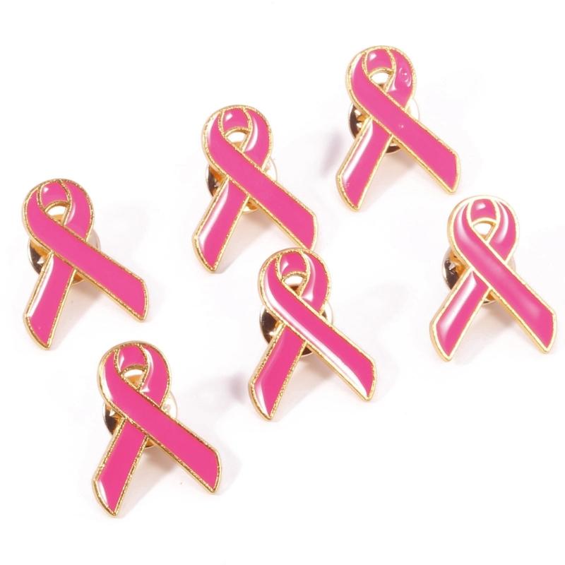 10 Pieces Pink Ribbon Lapel Pins for Breast Cancers Support Alloy Brooch Jewelry Elegant Craftsmanship Badge Jewelry