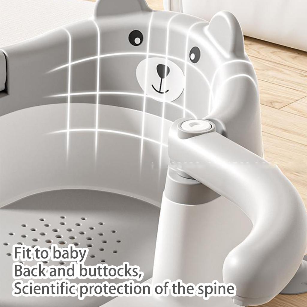 Baby-Badesitz für sitzendes Baby, rutschfestes Design, Duschhocker mit 4-Punkt-Saugnäpfen und bequemer Rückenlehne