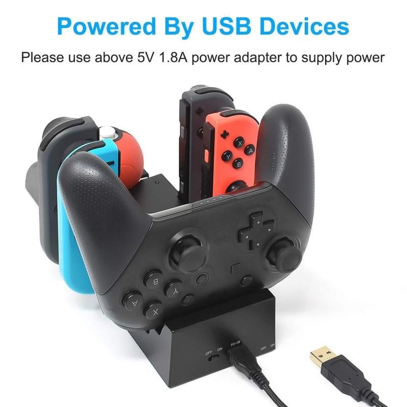 Multifunction Charging Station Dock Base for Controllers with LED Indication Light Space Saving Designing