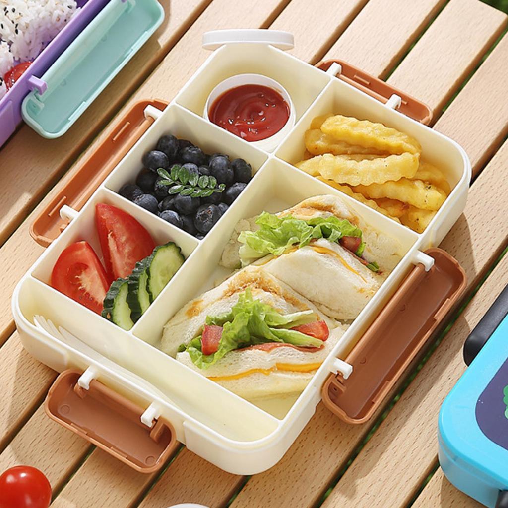 Mittagessenbehälter für Kinder 5 Fächer Snackbox Behälter Auslaufsicher Küchengeschirr für Meer Sommer Pendeln Lange Fahrt