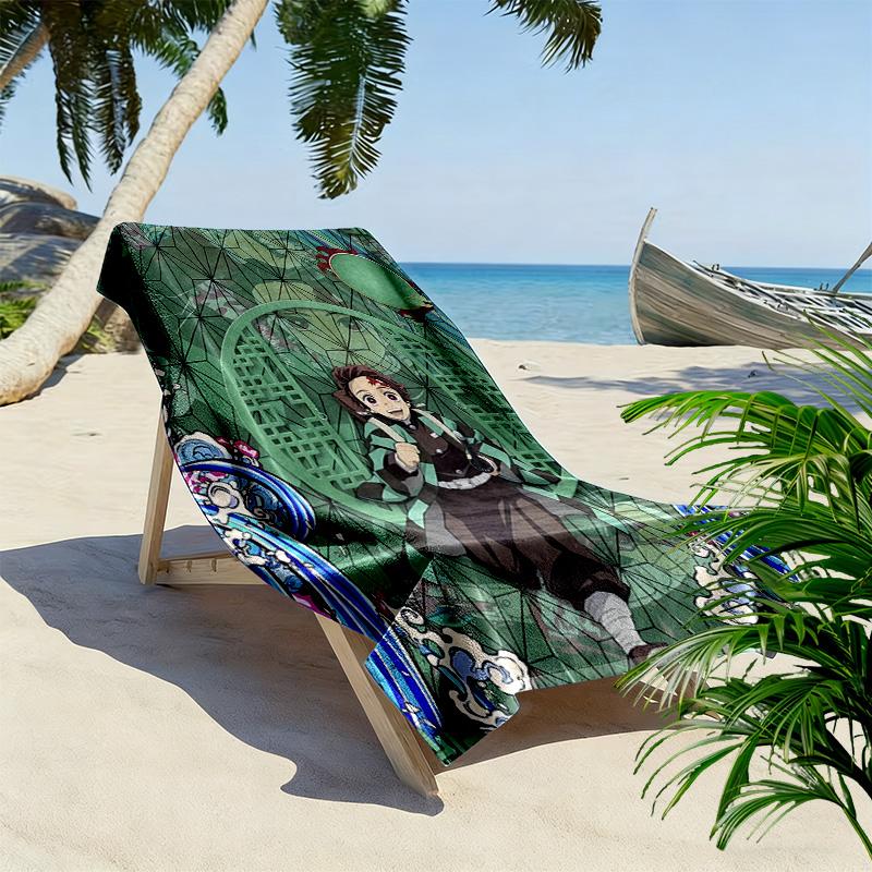 Demon Slayer Print Beach Towel, Large Soft Quick Dry Towel for Beach Camping Swimming