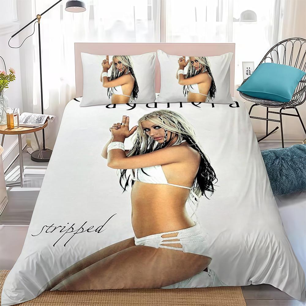 Christina Aguilera Duvet Cover Set Home Style Bedding Soft Laundry Cotton Bed 3 Piece Set Student Dormitory Gift