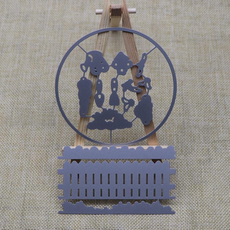 Garden Fence Cloud Bird Watering Can Flower Wedding Metal Cutting Dies Stencil Scrapbooking Craft