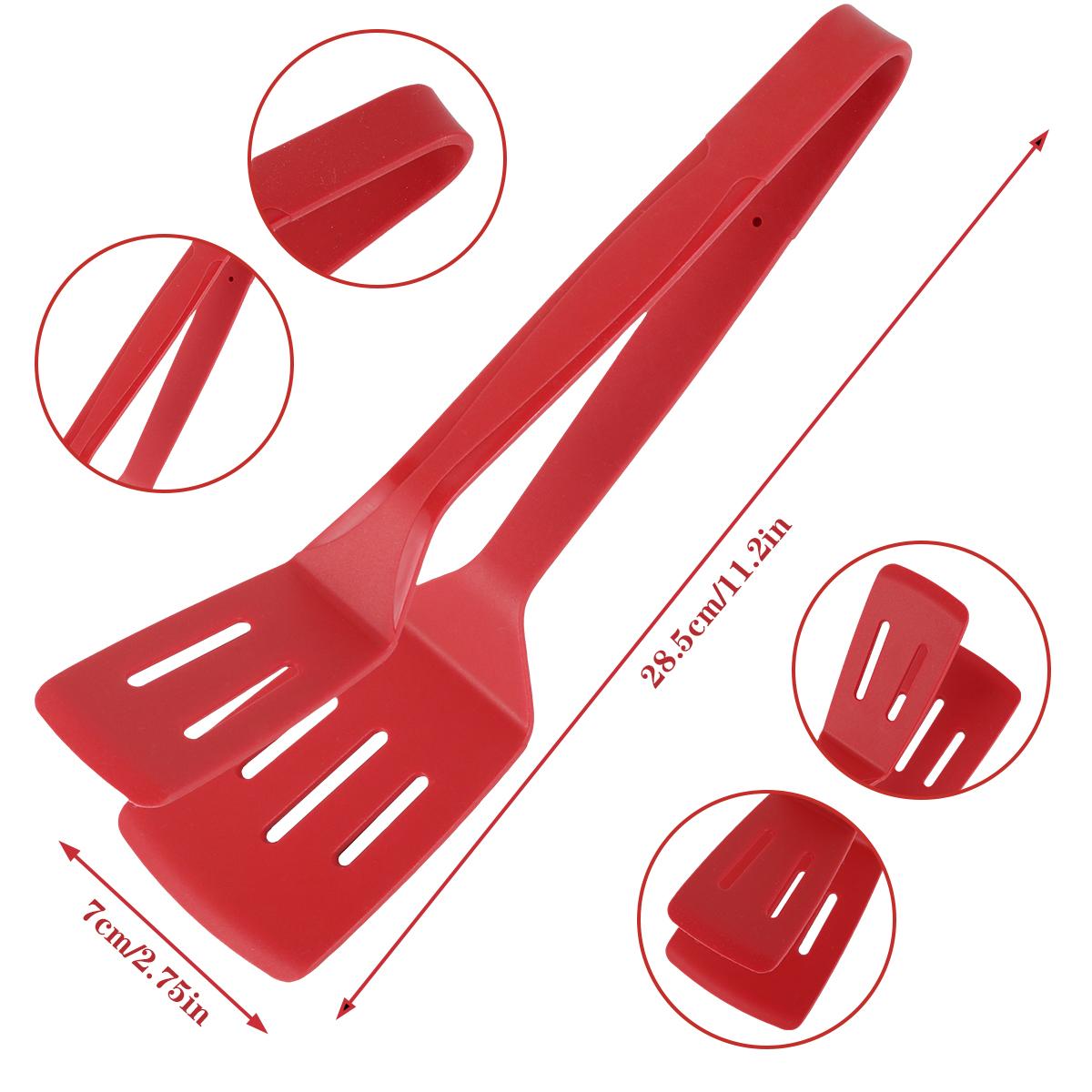 

Stainless Steel Steak Clamp Silicone Grip Flip Tongs Egg Spatula Tongs Clip 3 In 1 Pancake Cooking Tongs Kitchen Accessories красный