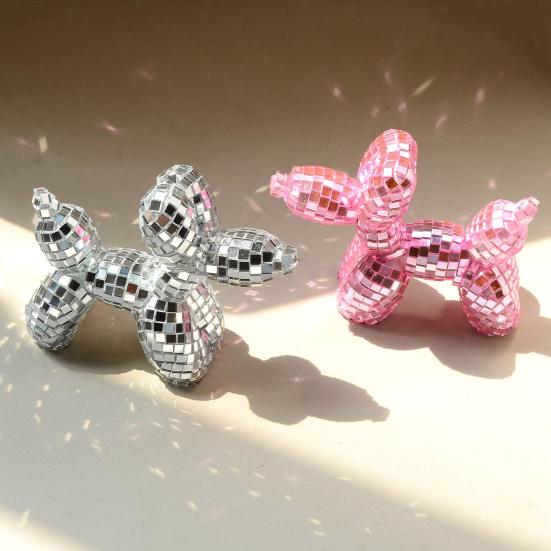 Disco Dog Ornament, Maximalist Balloon Dog Statue for Dog Mom & Dog Dad, Aesthetic Disco Ball Decor, Preppy Apartment Home Decor, Cute Room Decor &