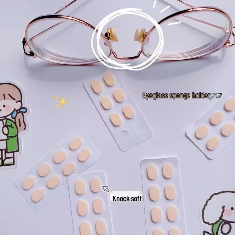 Oval Silicone Glasses Nose Pads - Pressure Relief, Anti-Makeup, Anti-Slip, Shock Absorption, Seamless Design in Skin Tone
