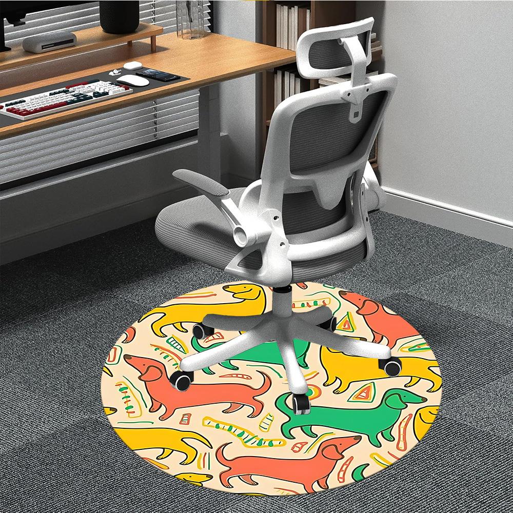 

1PC Dogs Pattern Office Round Area Rug, Indoor Mat Suitable ForOffice, Under Office Chairs Bedroom Living Room Home Decor, Room Deco, D010 80cm by 80cm