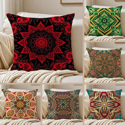 Bohemian Ethnic Decorative Cushion Cover Silky Short Plush Double-Sided Printed Pillow Case for Sofa All Seasons Home Decor Gift