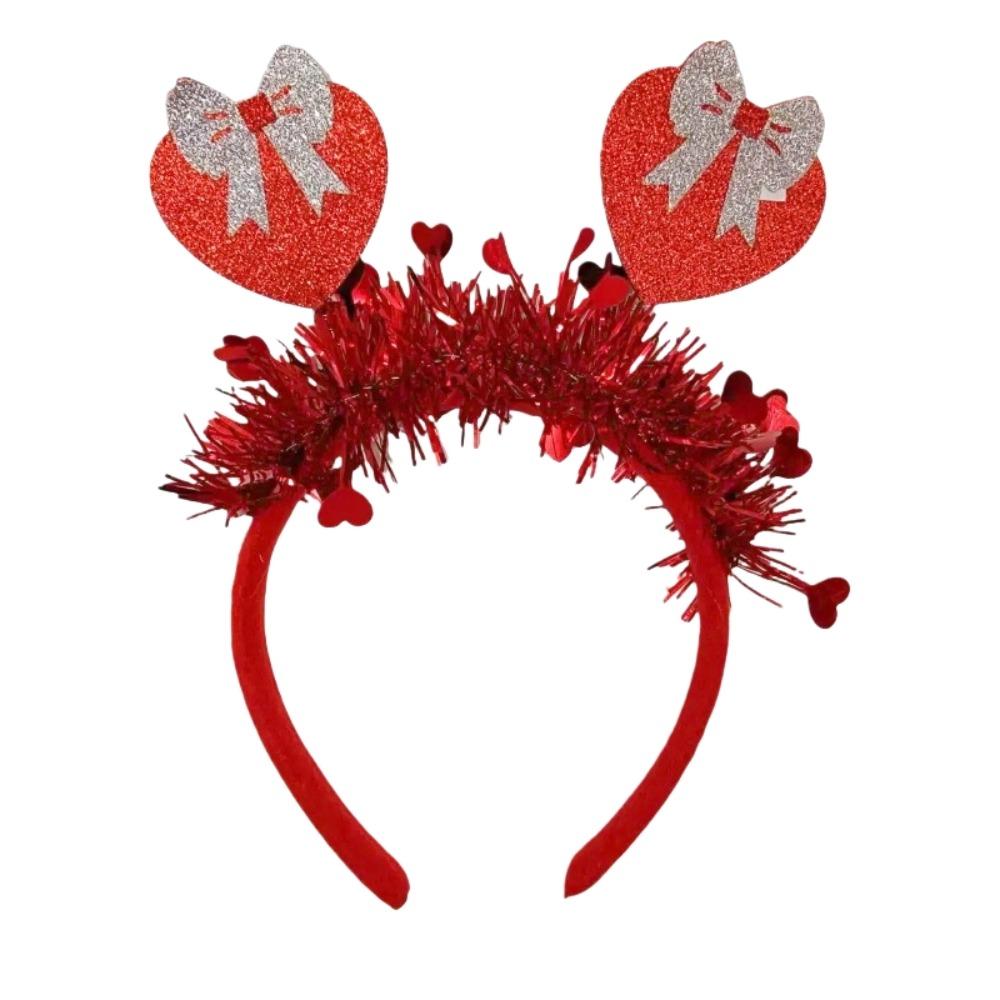 Sweet Headdress Valentine's Day Hair Hoop LOVE Sequins Red Heart Headband Red 22CM Shining Heart Hairband Men/Women