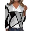 Womens Long Sleeve Tops Fall V Neck Long Sleeve Blouses Loose Fit Button Prints Casual Tees Clothes