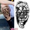1 PC 210*114MM  Mermaid Temporary Tattoo For Women Men Realistic Fox Lion Flower Tattoos Sticker Back Arm Disposable Death Skull Fake Tatoo