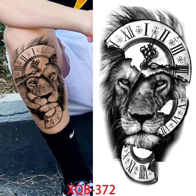 1 stk 210*114MM Havfrue Midlertidig Tatovering For Kvinner Menn Realistisk Rev Løve Blomst Tatoveringer Klistremerke Rygg Arm Engangs Død Hodeskalle Falsk Tatovering