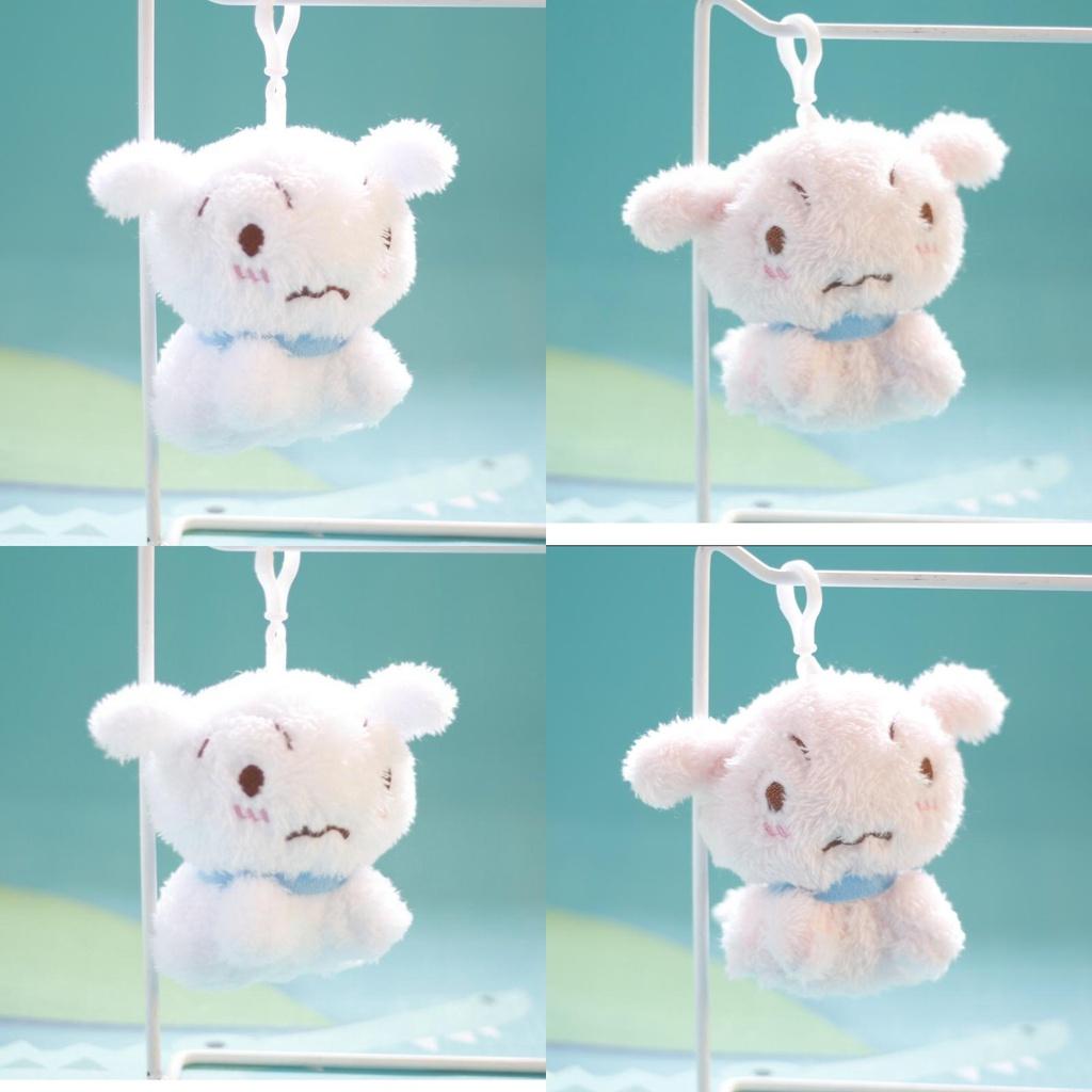 Cute Dog Plush Toy Keychain Bag Charm Pendant White/pink 12cm Height