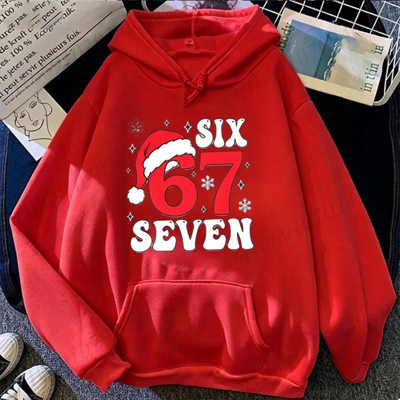 Six Seven 67 Graphic Christmas Hoodie New Year Sweatshirt Holiday Party Outfit Pullover Tracksuits Unisex Hooded Sweatshirt