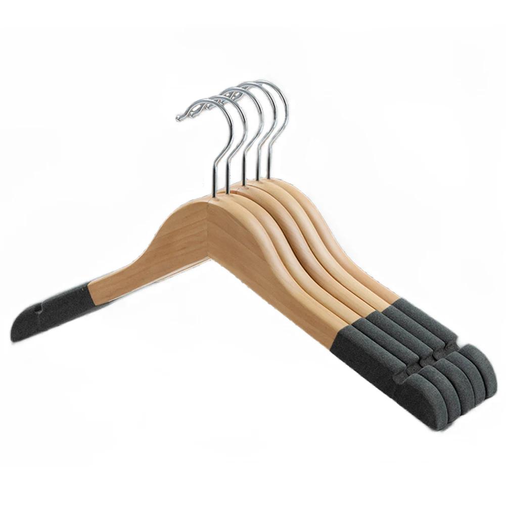 5pc Wooden Vintage Velvet Clothes Hangers,Solid Non-Marking Clothing Rack,Household Wardrobe Hanging for Adults,Pants,Camisole