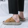 Summer New Brown Black Men's  Comfort Thick-soled Suede Leather Casual Shoes Breathable Beach Sandals Outdoor Slippers