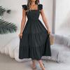 Women’s Ruffle Sleeve Square Neck Smocked Bodice Tiered Maxi Dress Casual Loose Fit Summer Dress