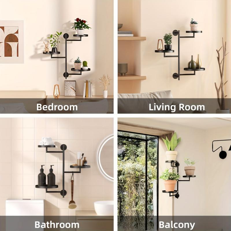 Rotating Window Plant Shelves Indoor, 3-tier Metal Plant Stand, Wall Plant Holder, Window Plant Shelf For Multiple Plants Indoo
