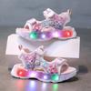 New summer girls princess sandals, kids hook & loop luminous beach shoes