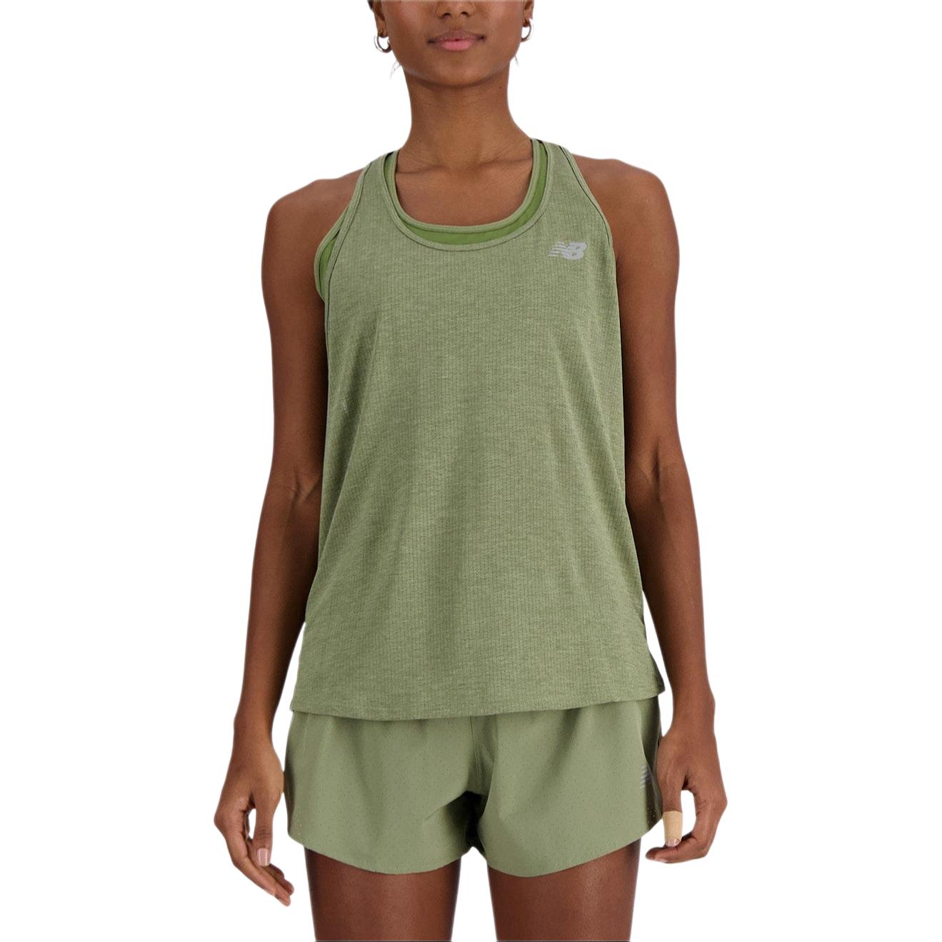 New Balance Athletics Tank Top Women s Dark Olive Stone Color WT41250-DHO L