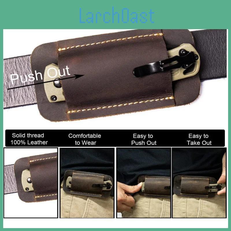 Cowhide Leather Military Folding Edc Knife Sheath 5in Outdoor Camping Survival Folding Knife Storage Tool Home Diy Accessories