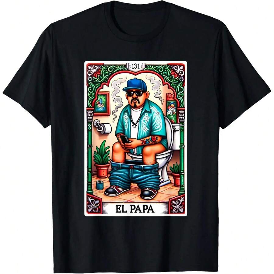 

Pure Cotton Tee El Papa Latino Tarot Card Spanish Doing Dad Fathers Day T-Shirt Breathable Clothes S разноцветный