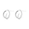 S999 Sterling Silver Korean Geometric Stud Earrings for Women - High-End, Stylish Irregular Hoop Accessory