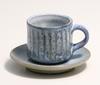 Marui Seito Shigaraki Ware Hechimon Blue Hagi Carving Coffee Cup and Saucer, Approx. 210ml Capacity, Ceramic, Made In Japan, MR-3-3282