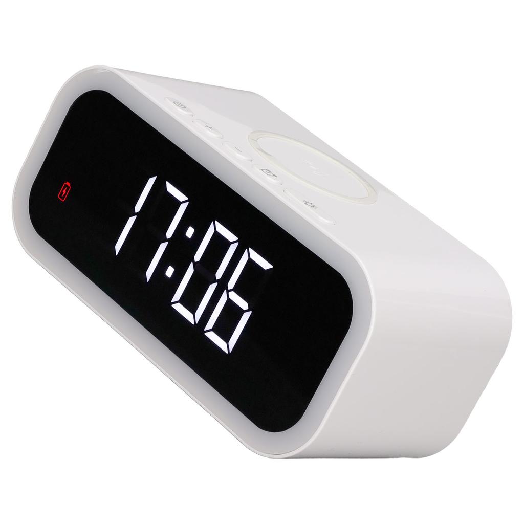 Ceas cu alarmă cu lumină de noapte 4 în 1 Încărcare wireless 15W Lumină de noapte LED alb cald Ceas LED ajustabil