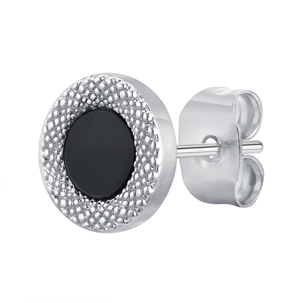 Vnox Black Small Round Acrylic Mens Boys Stud Earrings, Anti Allergy Stainless Steel Piercing Earrings Women Simple Tiny Brincos