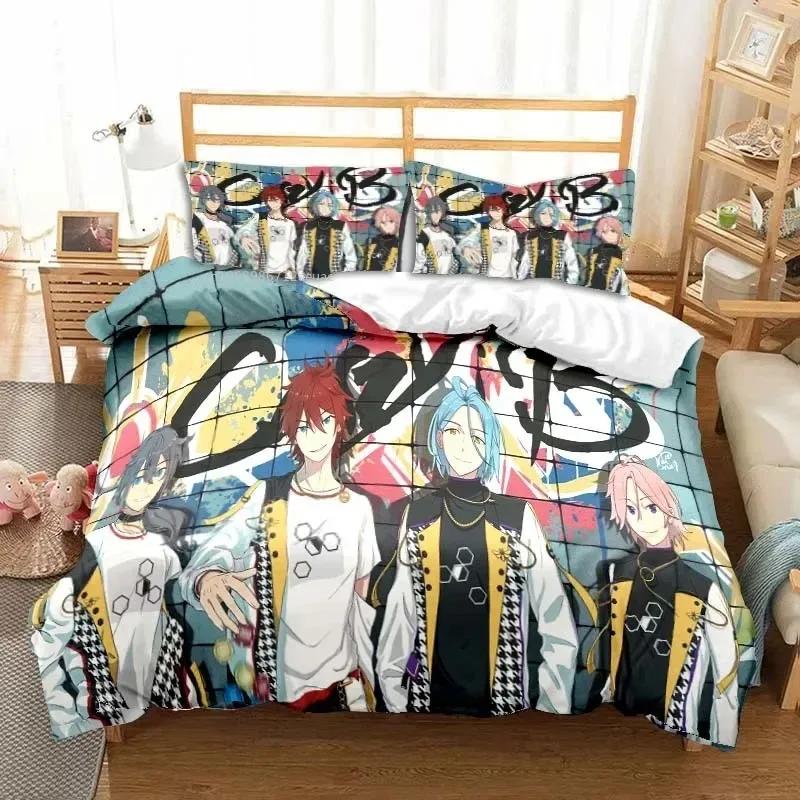 3D Anime Rockband Ensemble Stars Ganzjahres-Einzelbettwäsche-Set 3-teiliges Bettdecken-Set Bettbezug Doppel-King Bettdeckenbezug