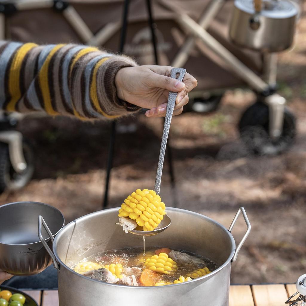 Boundless Voyage Titanium and Soup Pure Dishwasher Titanium Kitchen Tool for Lightweight Ti1063T Ladle, Spoon, Ladle, Titanium, One-Piece Ladle, Safe,