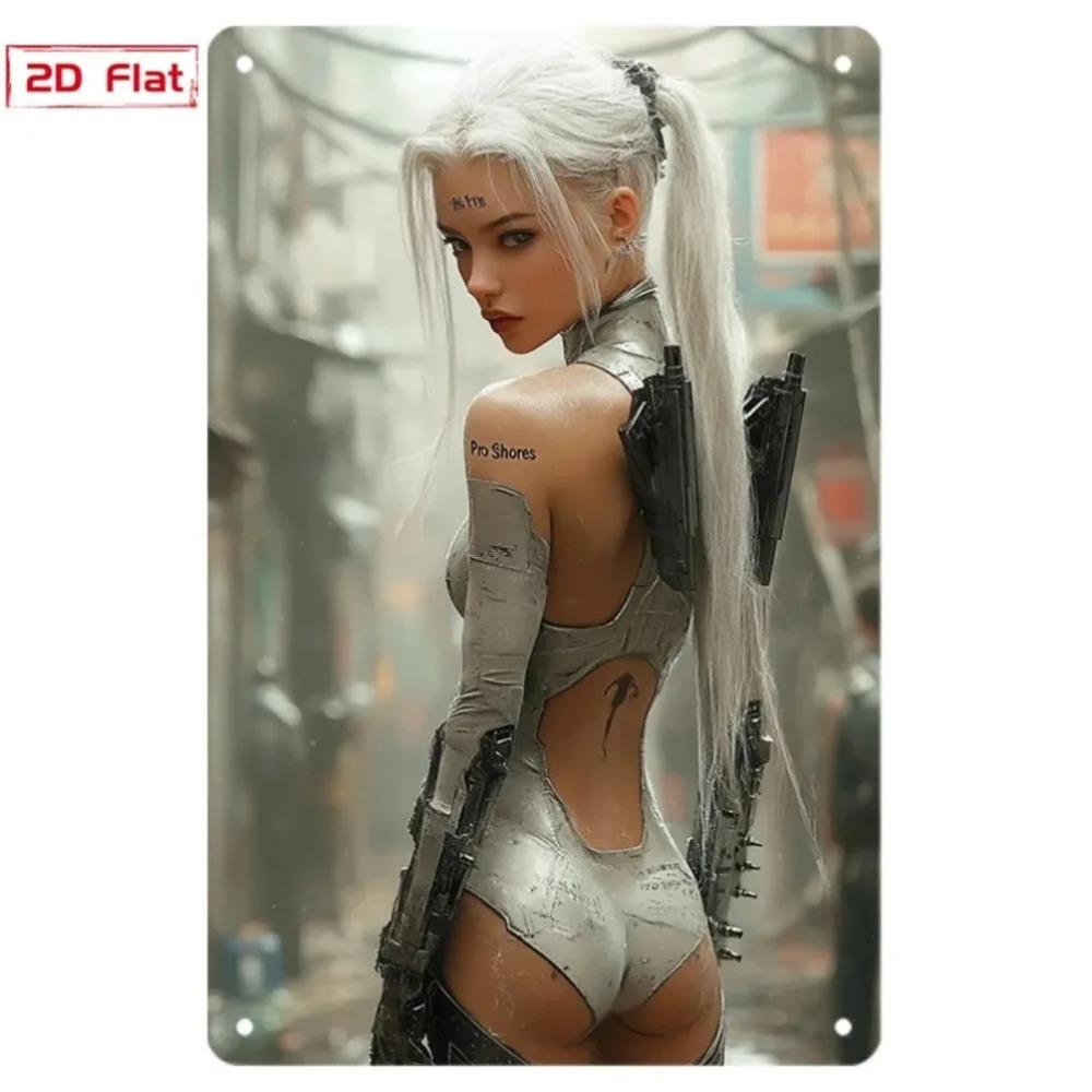 Киберпанк Металлическая жестяная табличка Винтажная ретро настенный декор Гараж Бар Домашний декор 20x30cm