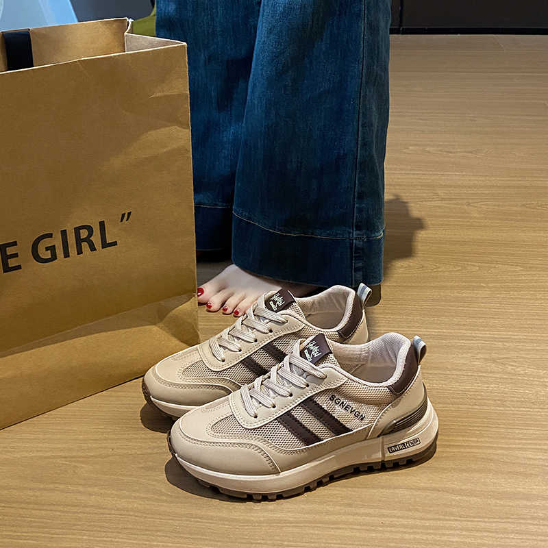 Fashion Thick Bottom Thick Heeled Spring Running Beige Woman Sneakers Women's Sports Shoes Sapatenis Products The Most Sold Sapa