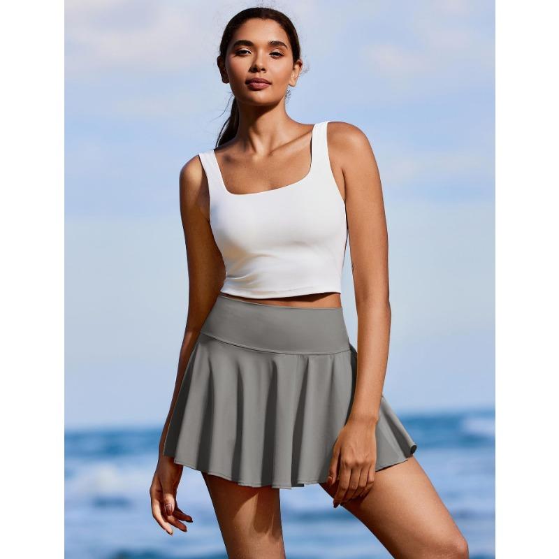High Waist Pleated Tennis Skirt with Built In Shorts for Women Workout Golf Skorts