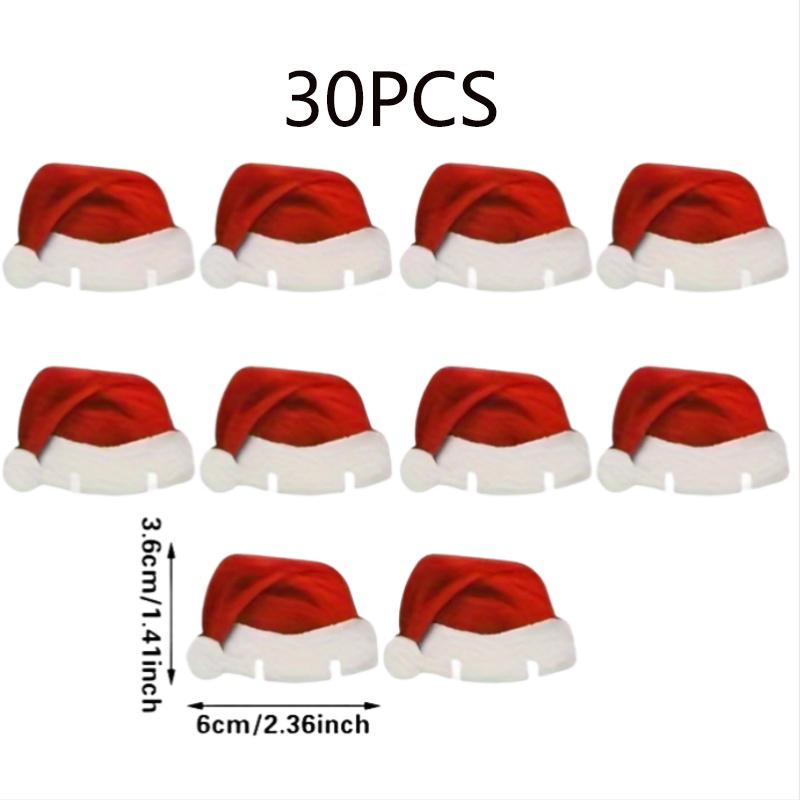 

30PCS Christmas Hat Wine Cup Card Santa Hat Christmas Wine Cup Decor Ornaments New Year Dinner Table Champagne Glass Cup Card