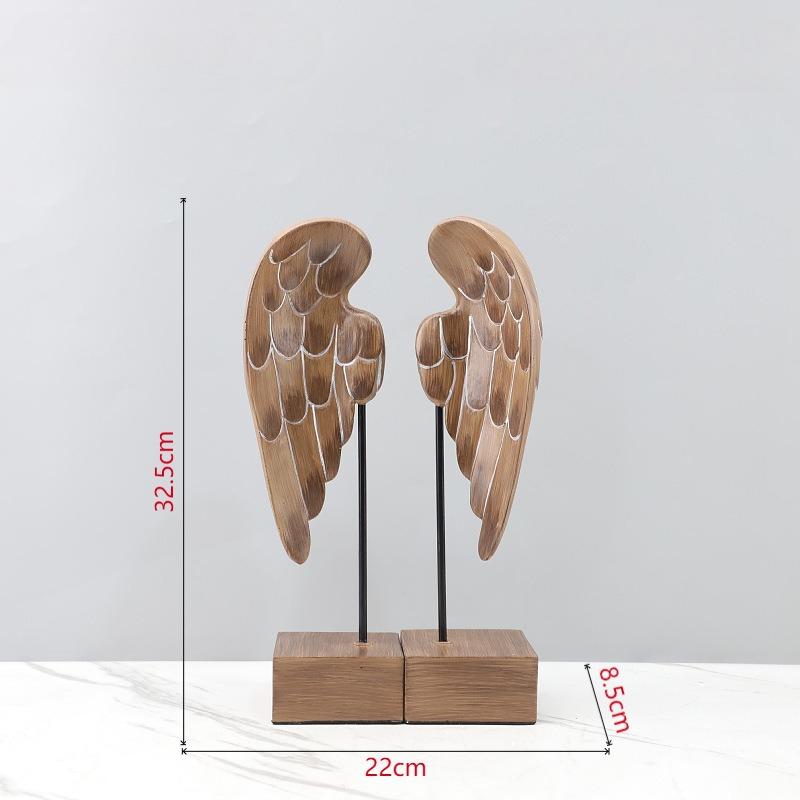 

Resin Handicrafts Angel Wings Artistic Decorative Piece Wood Grain Wings Decorative Figurines Home Decoration Accessories