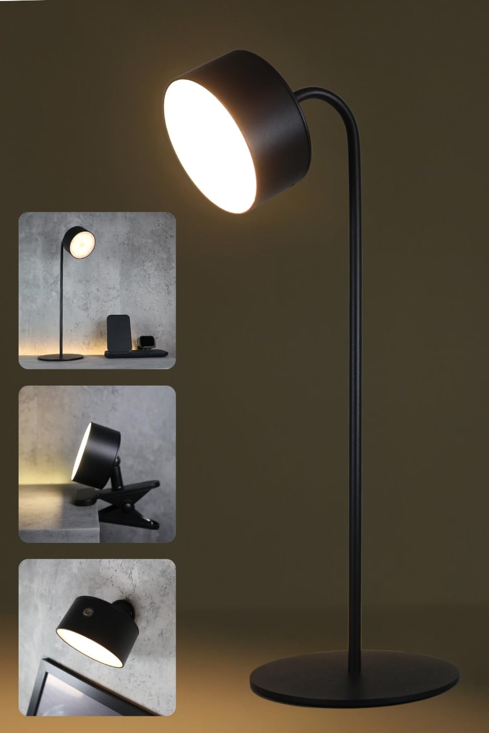 

[New for 2024 - 3-Way] Ambiante Eye-Friendly Warm White Night Light Desk Lamp, Ambient Lighting, Reading Light, Table Lamp, LED, Rechargeable, Cordl