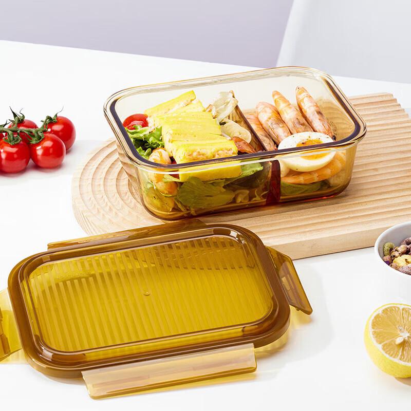 LOCK&LOCK Amber Tempered Glass Rectangular Food Container