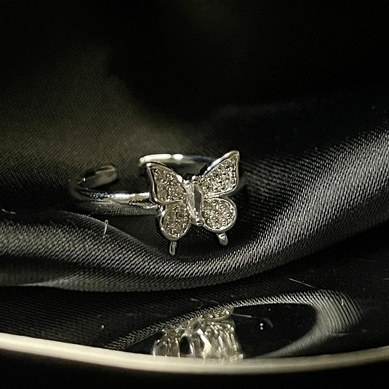 Full Diamond Zir*****Pen Ring French Light Luxury High Sense Cold Wind Niche Design Ring Woman