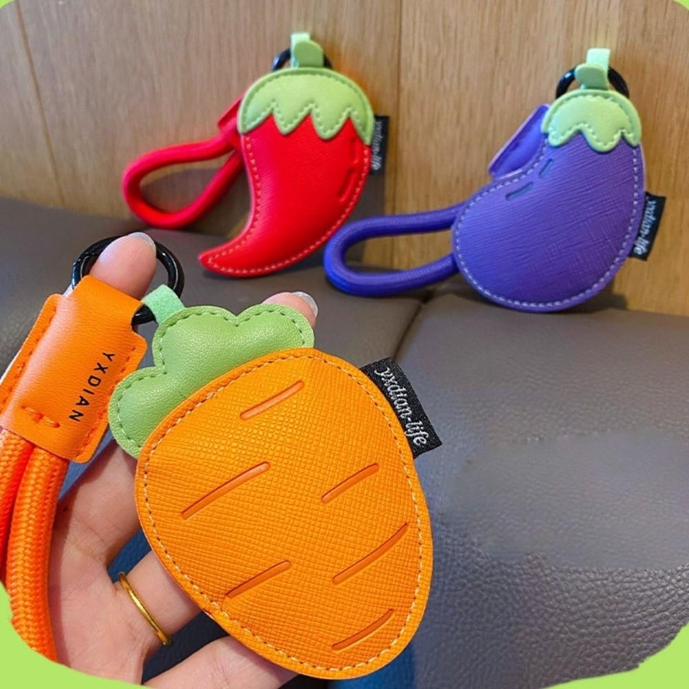 Cartoon Vegetable Keychain Carrot Car Keyring Fashion PU Leather Bag Pendant Girl/Boy