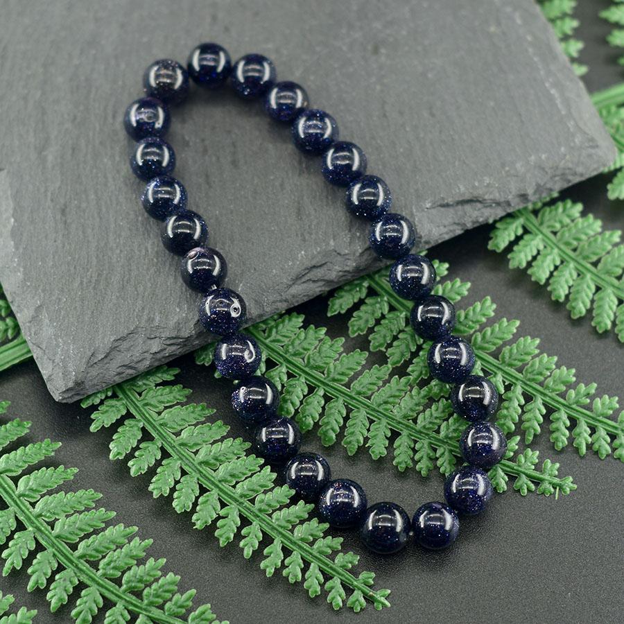 Natürliches Blaues Sandstein Runder Perlen Armband für Mann Mode Vintage Natürlicher Kristall Achat Schmuck für Frauen Yoga Meditation Geschenk